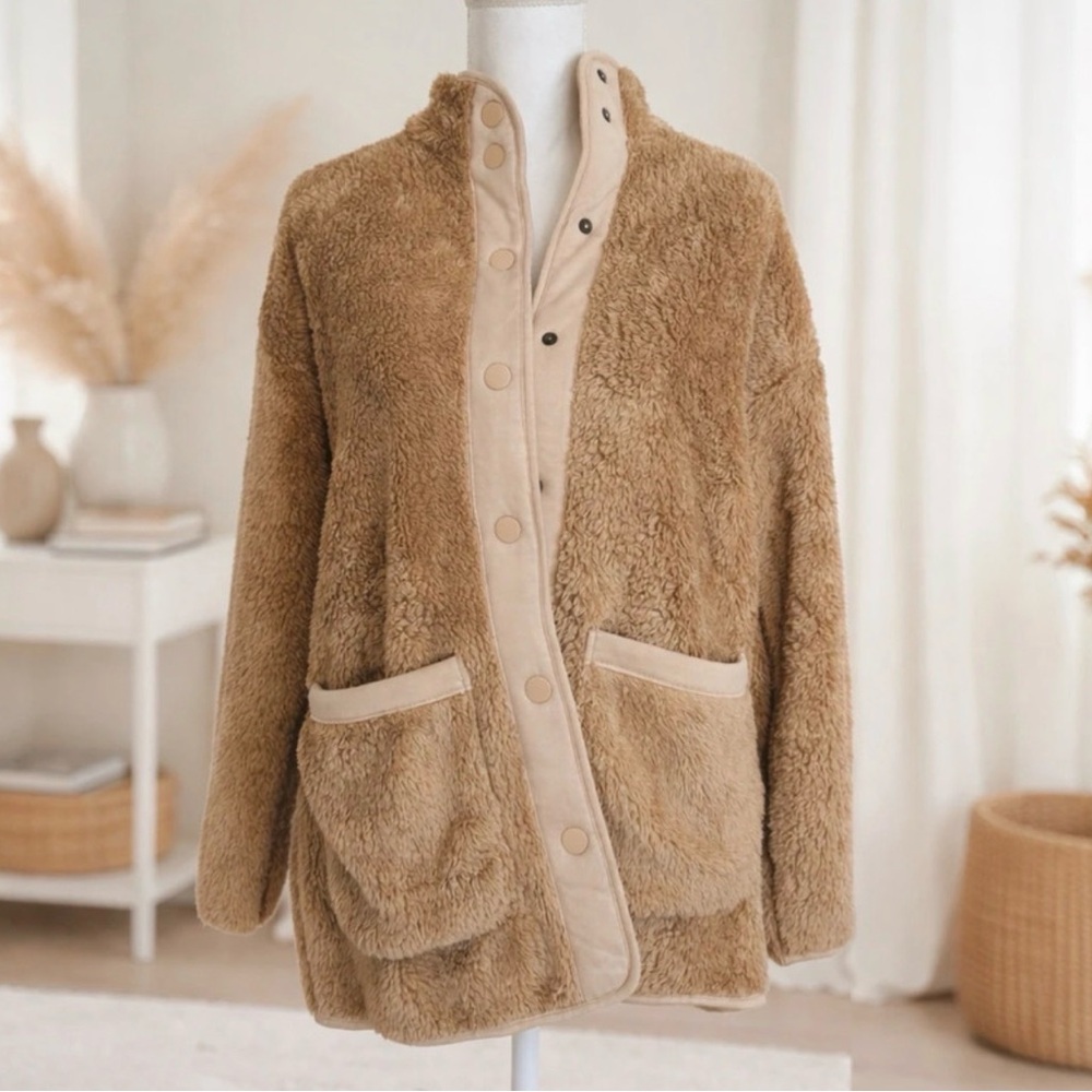 NWT Workshop Republic Clothing Beige Teddy Jacket